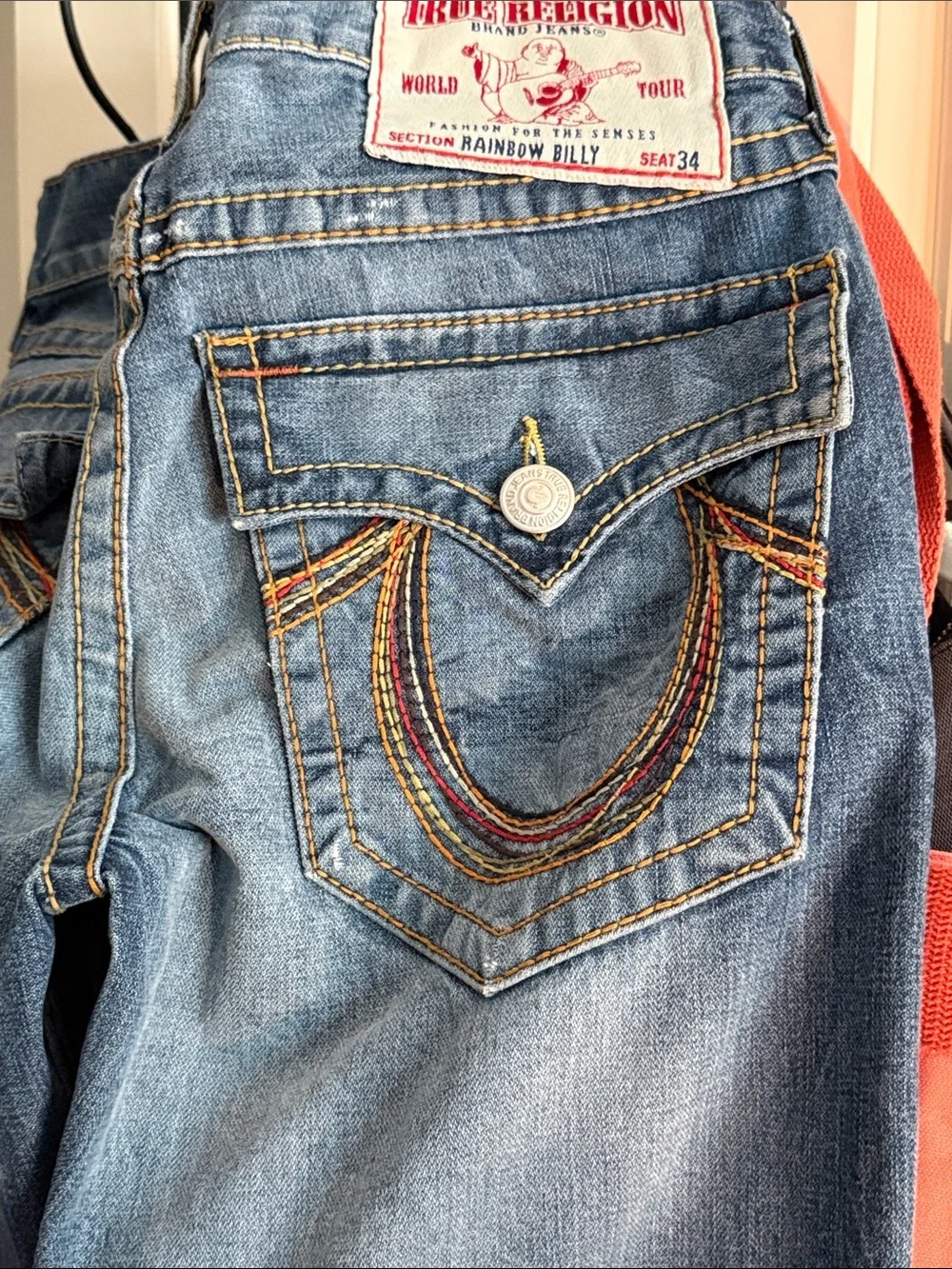 True Religion Light Blue Embroidered Back Pocket Jeans